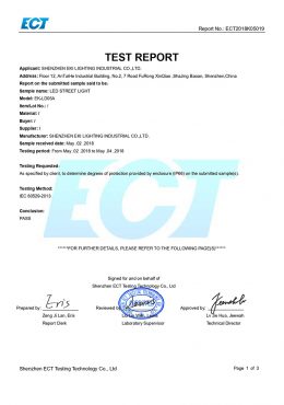 Certifikata e TESTIMIT EK IP66