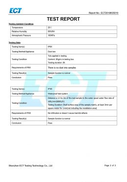 Certifikata e TESTIMIT EK IP66